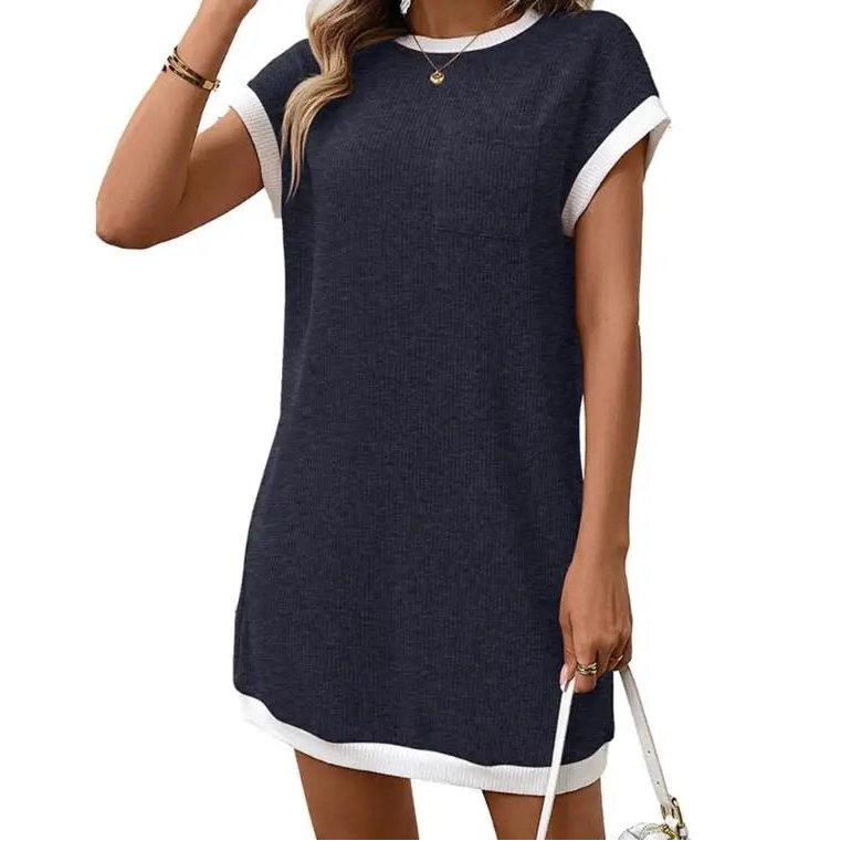 Casual Ribbed Knit Mini Dress