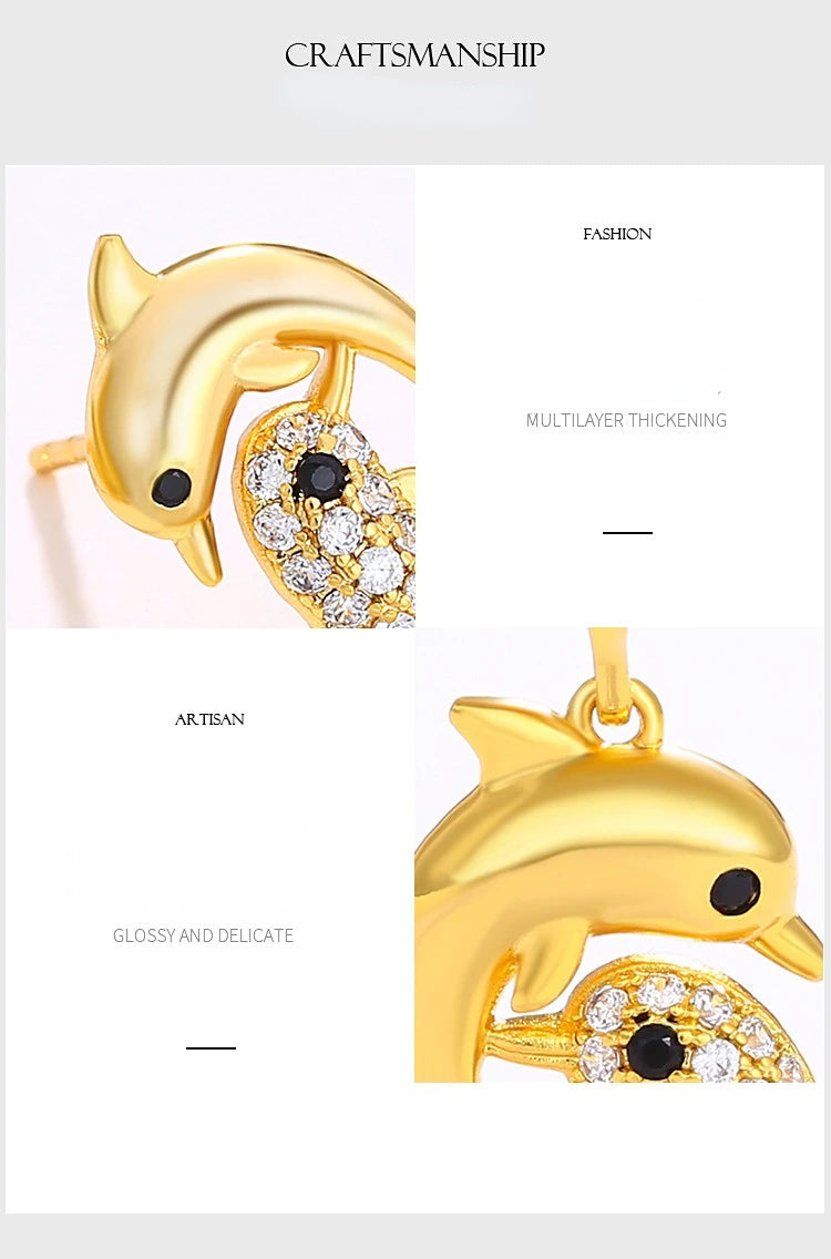Elegant Gold-Plated Dolphin Vintage