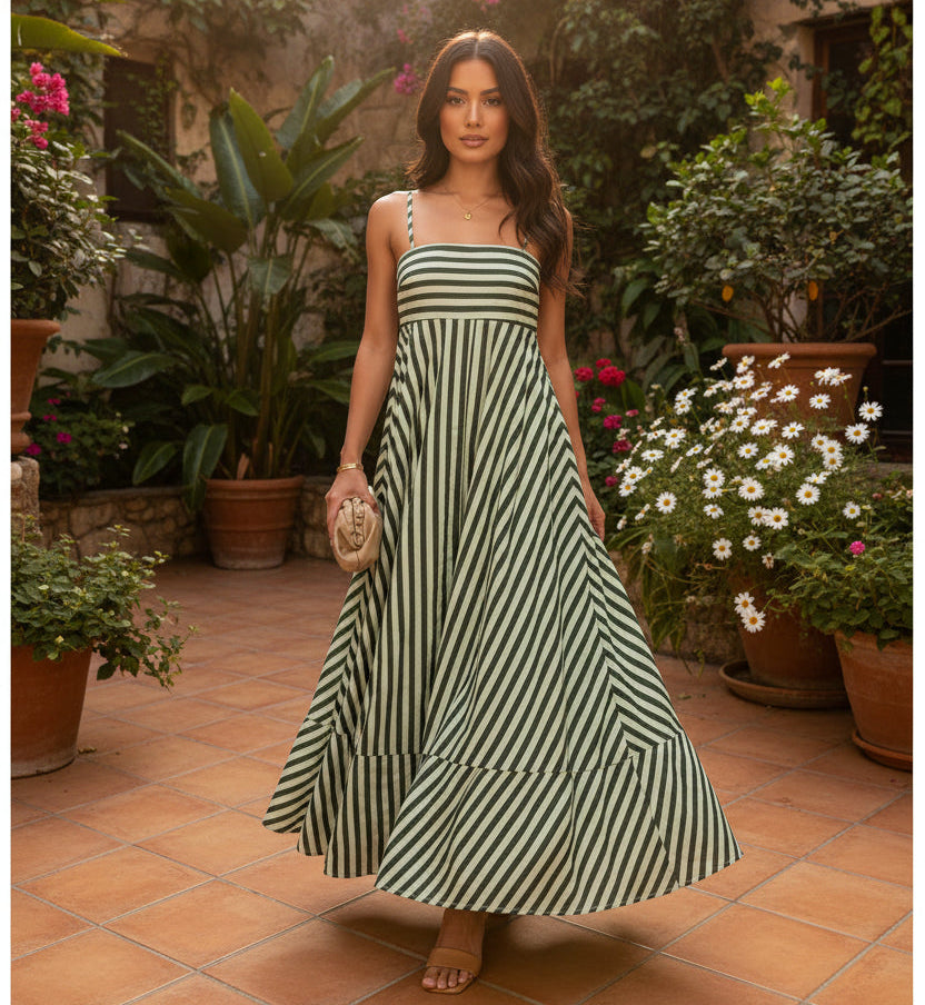 Striped Maxi Dress with Pockets