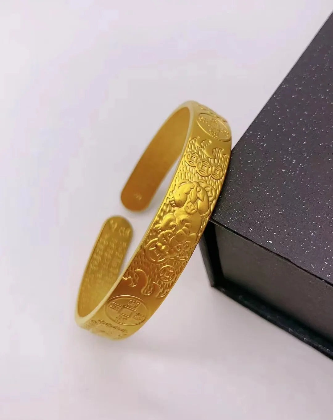 24K Gold Pi Xiu Fish Scale Open Bracelet