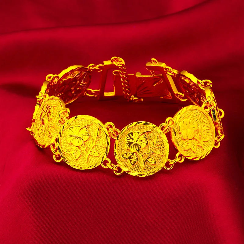 24K Gold Rose Bracelet 20mm Wide