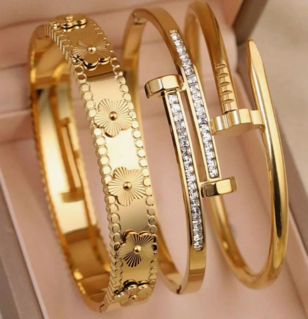 Gold-Plated Stainless Steel Vintage Bracelet