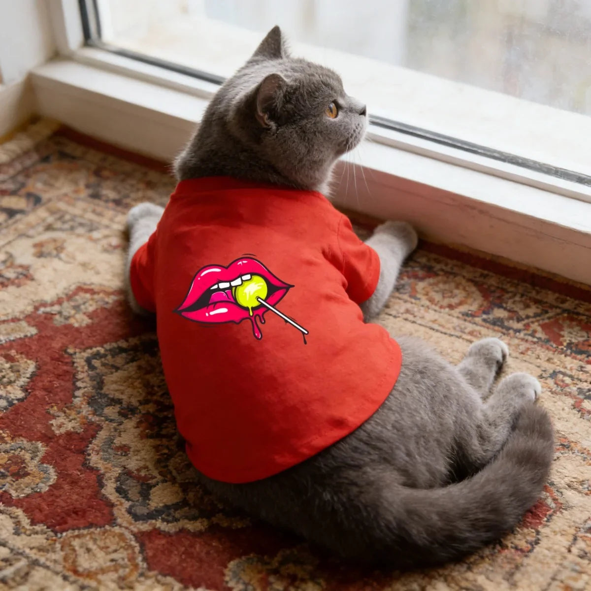 Lollipop & Lip Print Dog T-Shirt