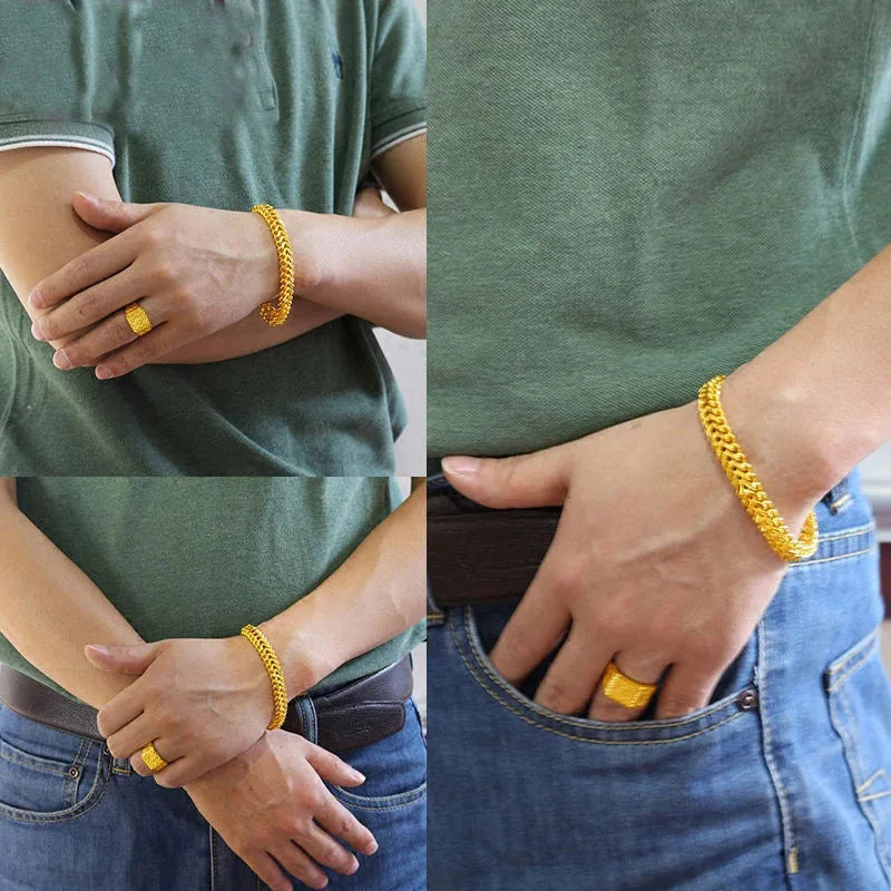 24K Gold Tank Flat Whip Bracelet