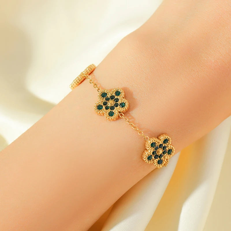 Clover Flower Stainless Waterproof Vintage Jewelry Set