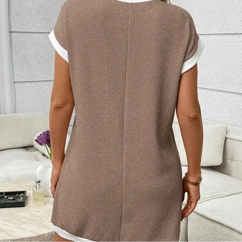 Casual Ribbed Knit Mini Dress