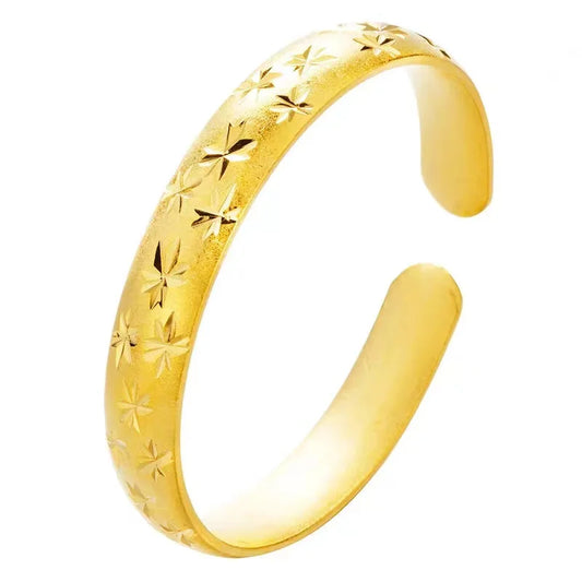 Women’s Gold Plated Open Cuff Bracelet Stainless Steel Bangle Vintage