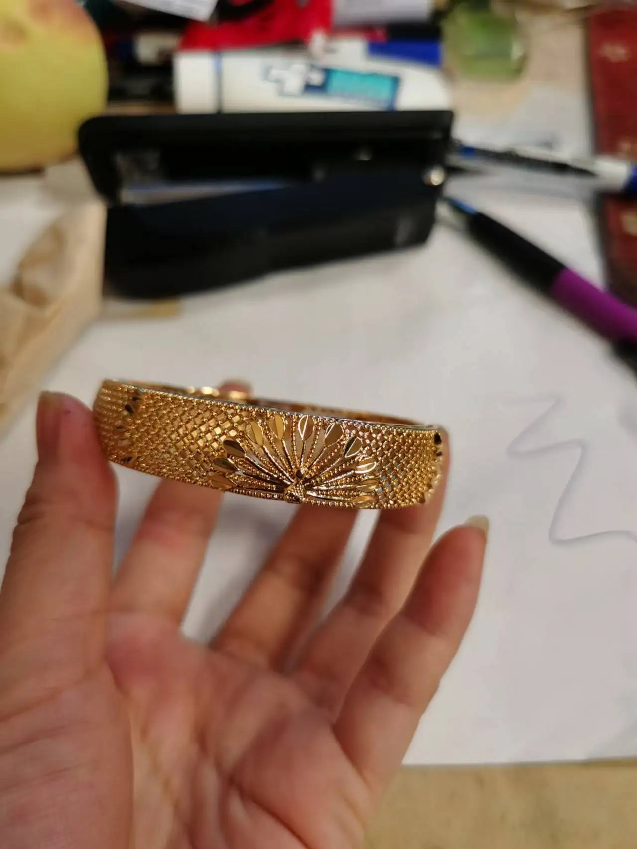 24K Gold Peacock Bracelet Magnetic Detachable Design