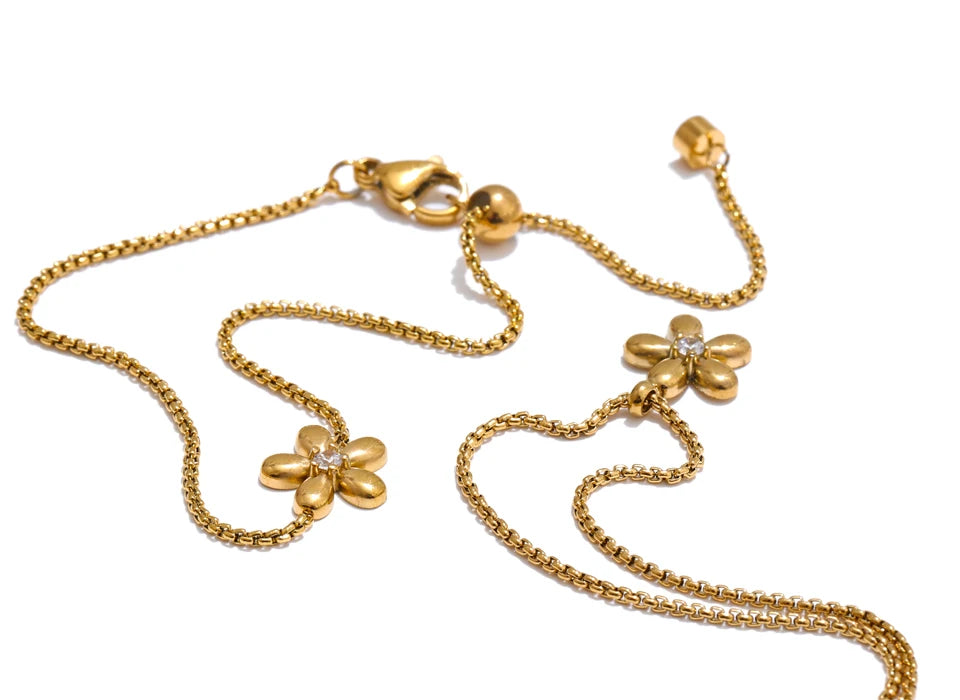 18K Gold Plated Stainless Steel Zirconia Flower