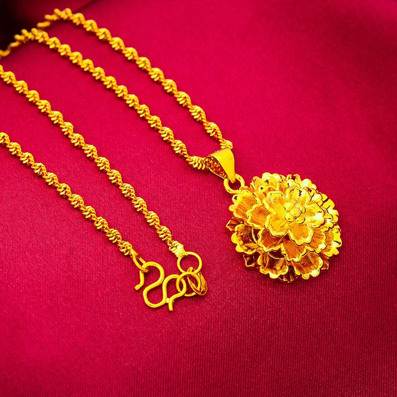 24K Gold Flower Pendant