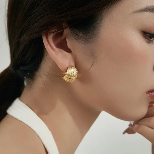 Minimalist Gold-Tone Folded Earrings