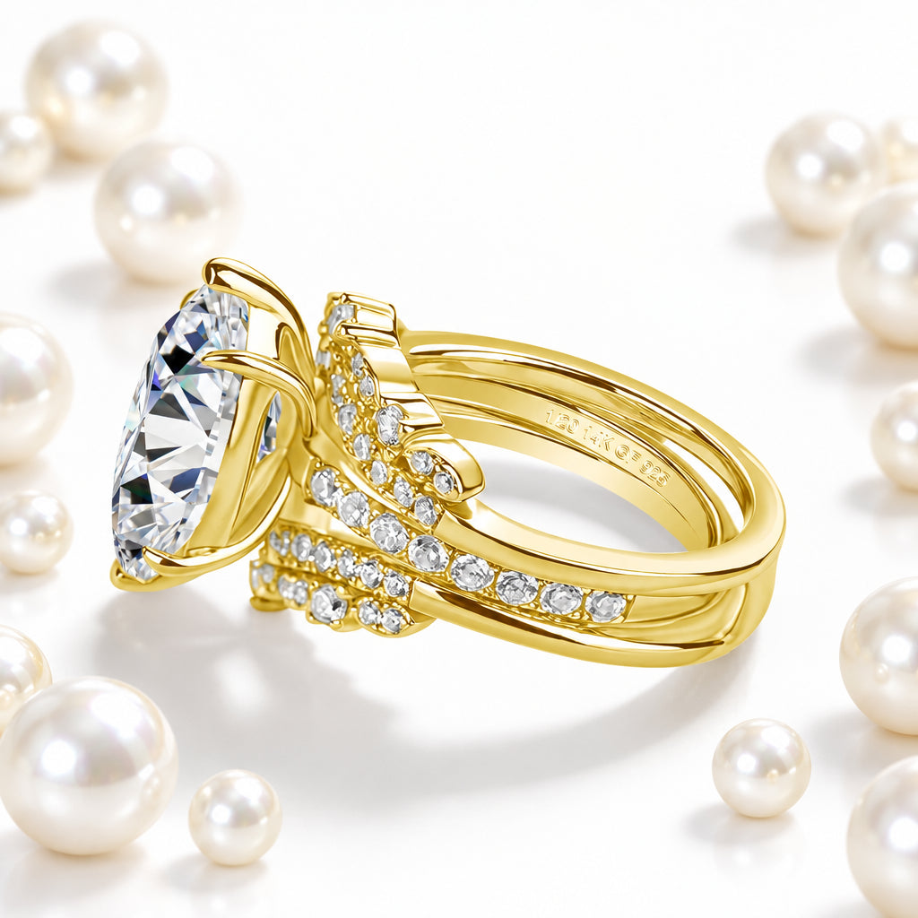 3CT Pear Cut Moissanite Bridal Ring Set