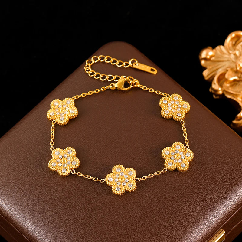 Clover Flower Stainless Waterproof Vintage Jewelry Set