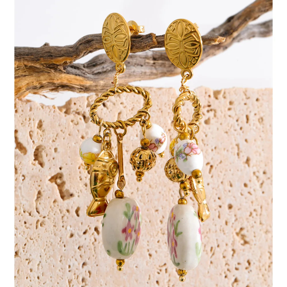 Gold Plated Flower Drop Stainless Steel