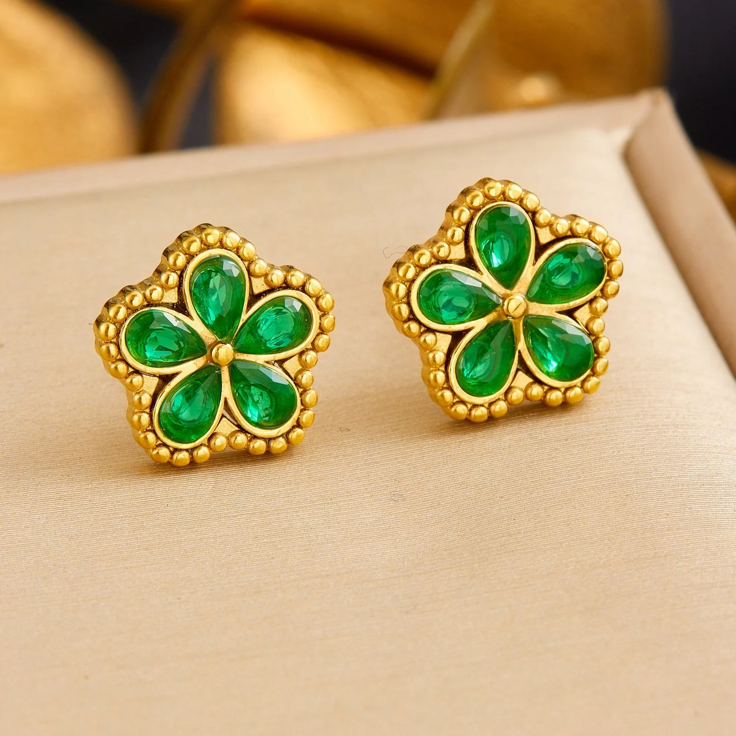 14K Gold Plated Flower Style Stainless Steel