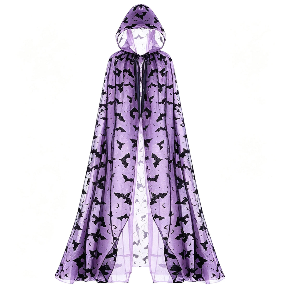 Bat Print Hooded Halloween Cape