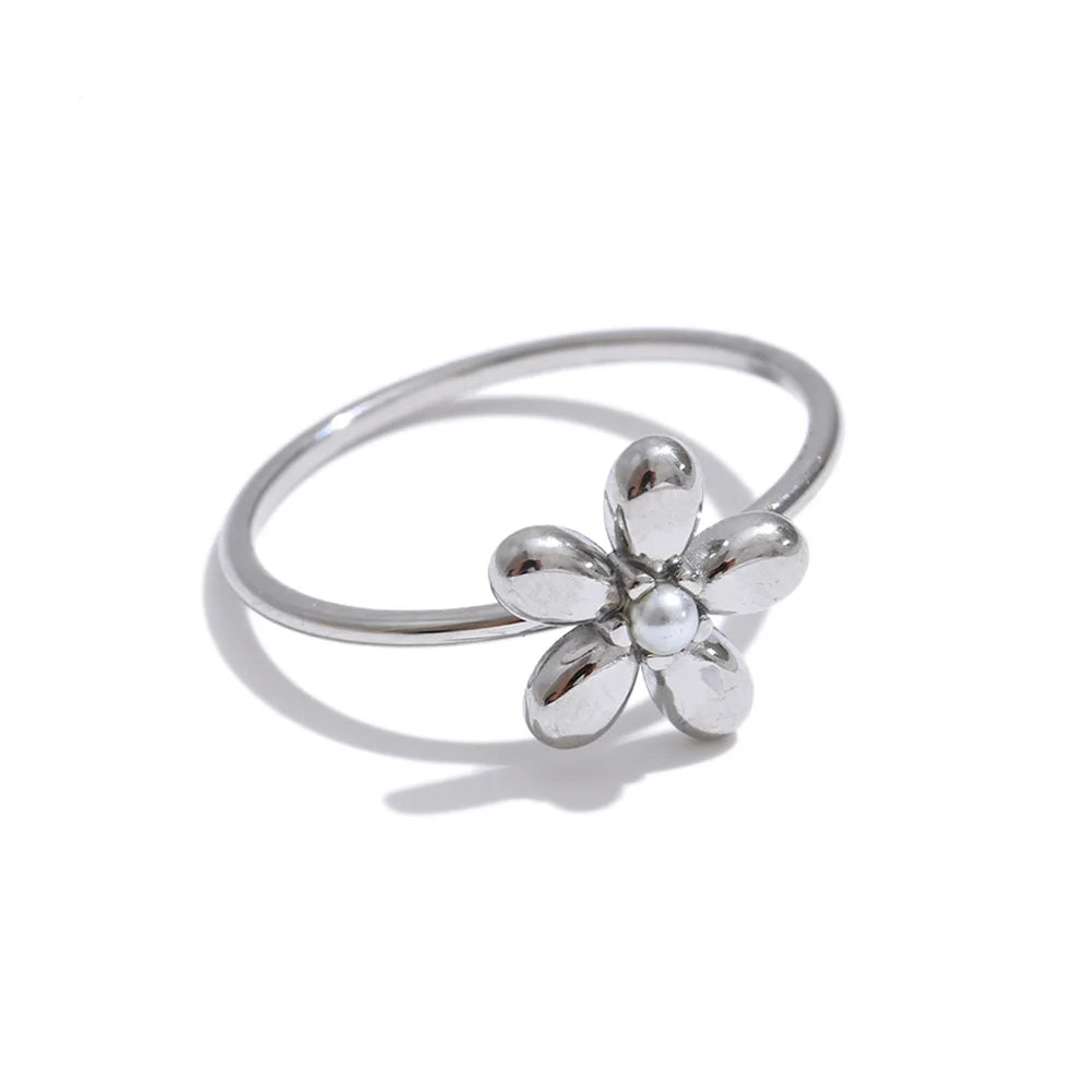 18K Gold Plated Flower Ring Stainless Steel