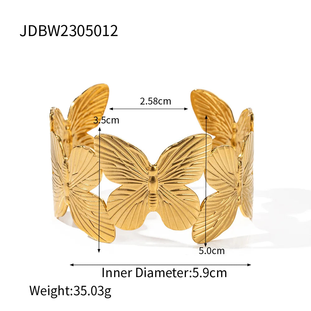 Butterfly Stainless Steel Jewelry Bracelet Ring Earrings Necklace