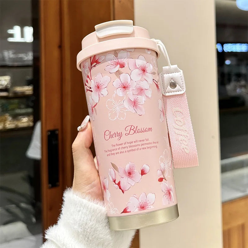 Flower Print Stainless Steel Insulated Travel Mug