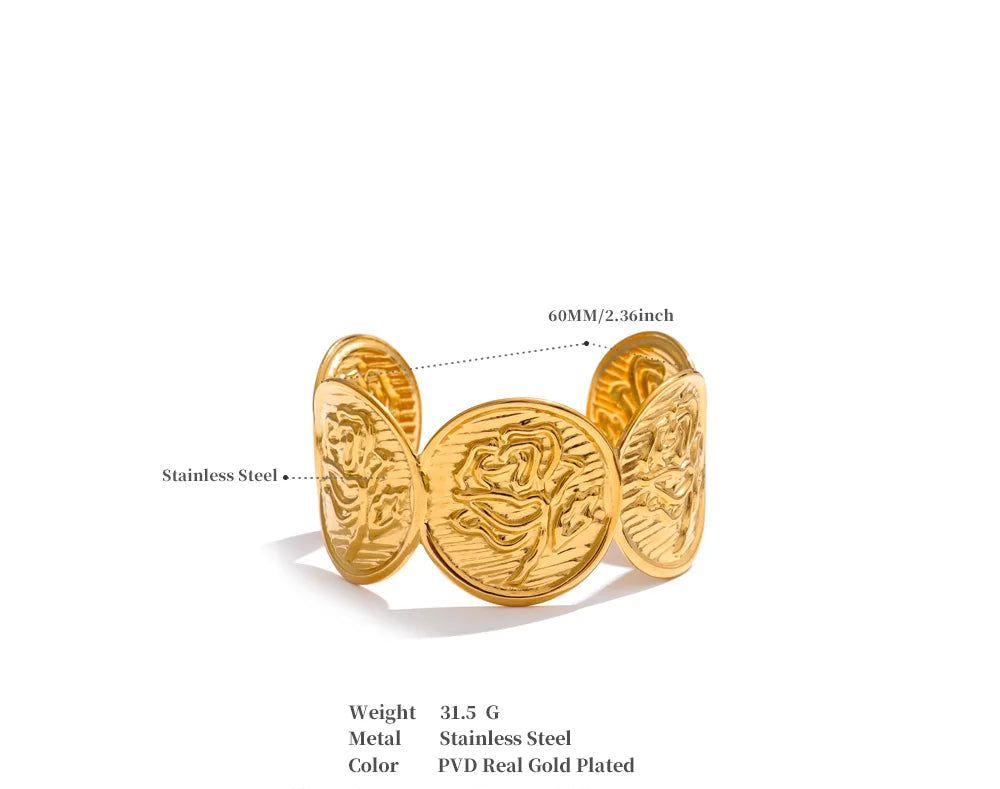 18K Gold Plated Flower Cuff Bracelet