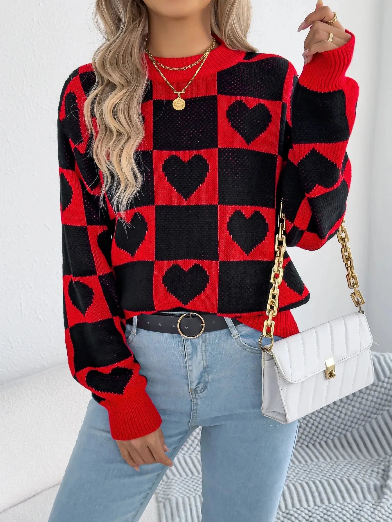 Valentine’s Day Heart Lantern Sleeve Sweater