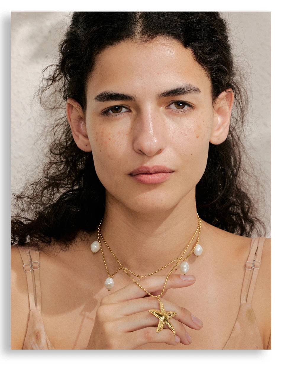 Ocean Double Layer Necklace Gold Plated Stainless Steel Vintage