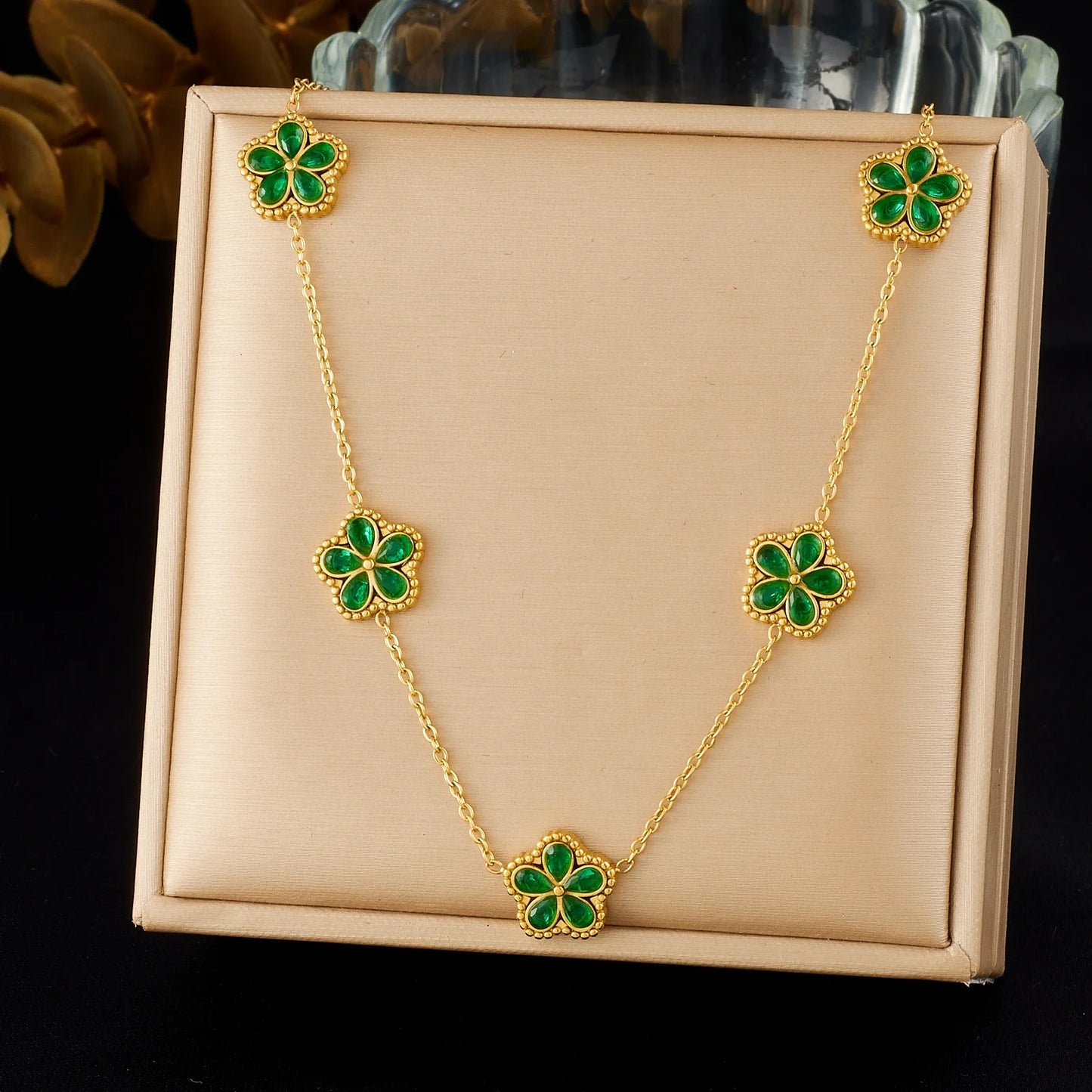 14K Gold Plated Flower Style Stainless Steel