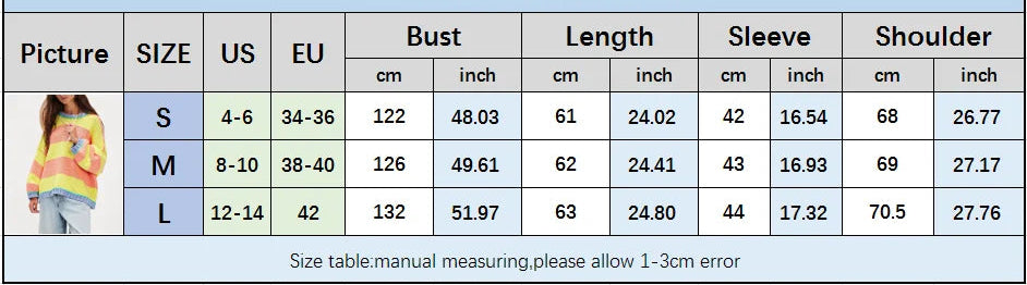 Women Striped Crew Neck Sweater Loose Fit Casual Knit Pullover Top