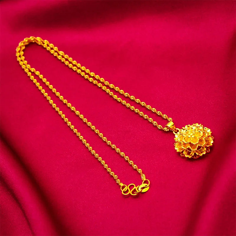 24K Gold Flower Pendant