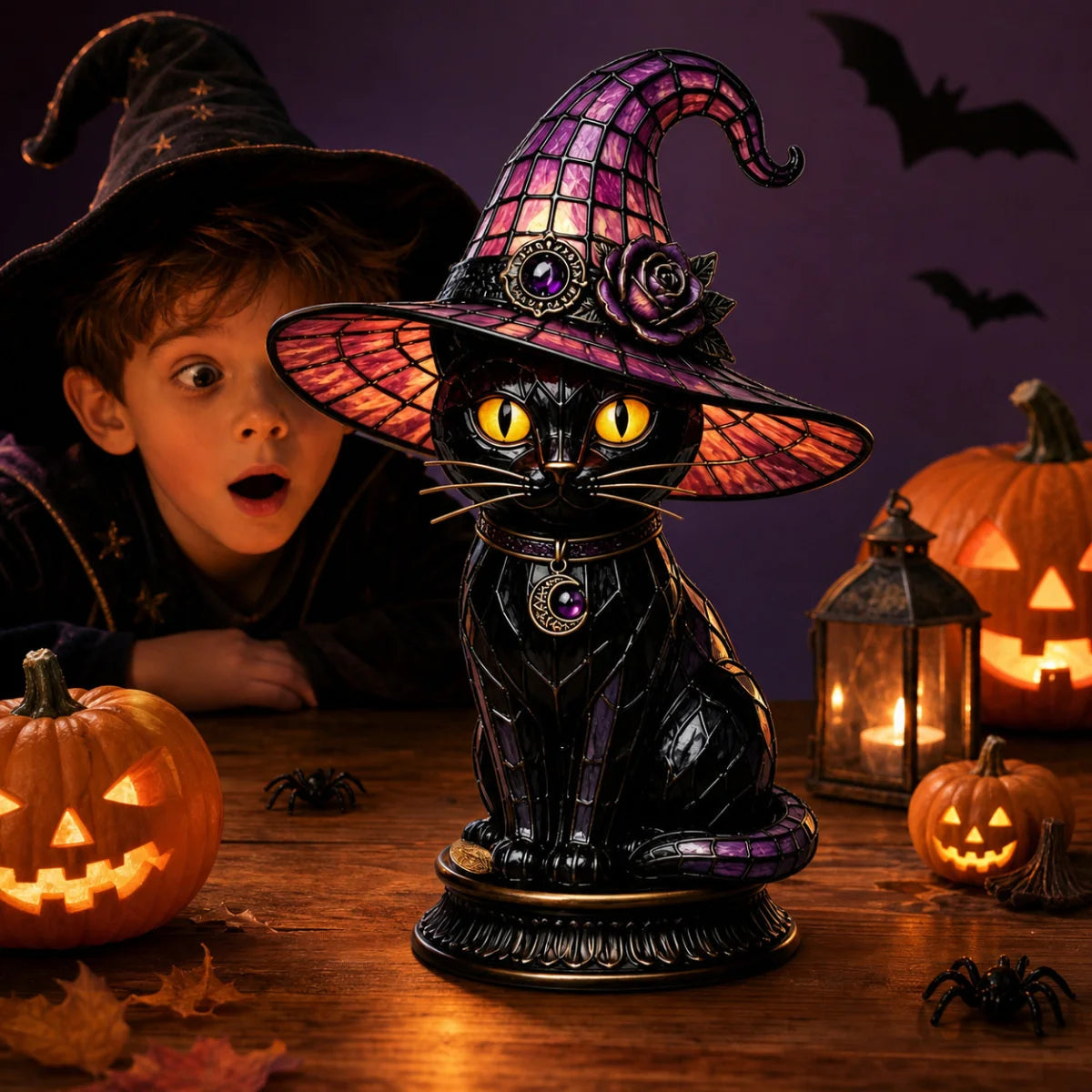 Black Cat Halloween Figurine