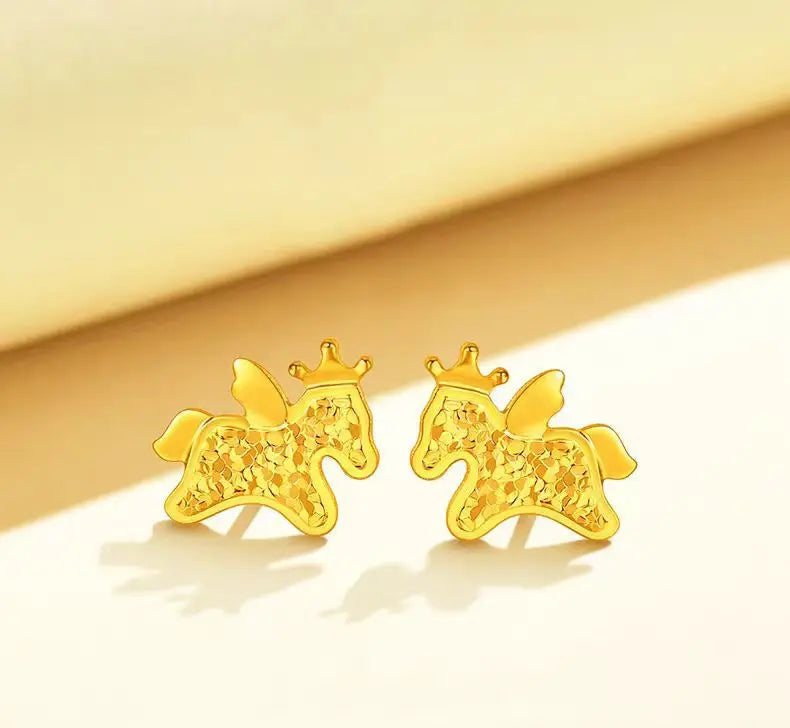 24K Gold Horse Brings Wealth Earrings