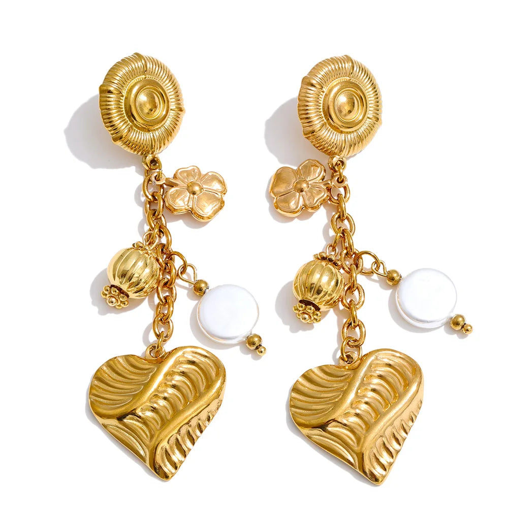 Gold Plated Heart Drop Stainless Steel