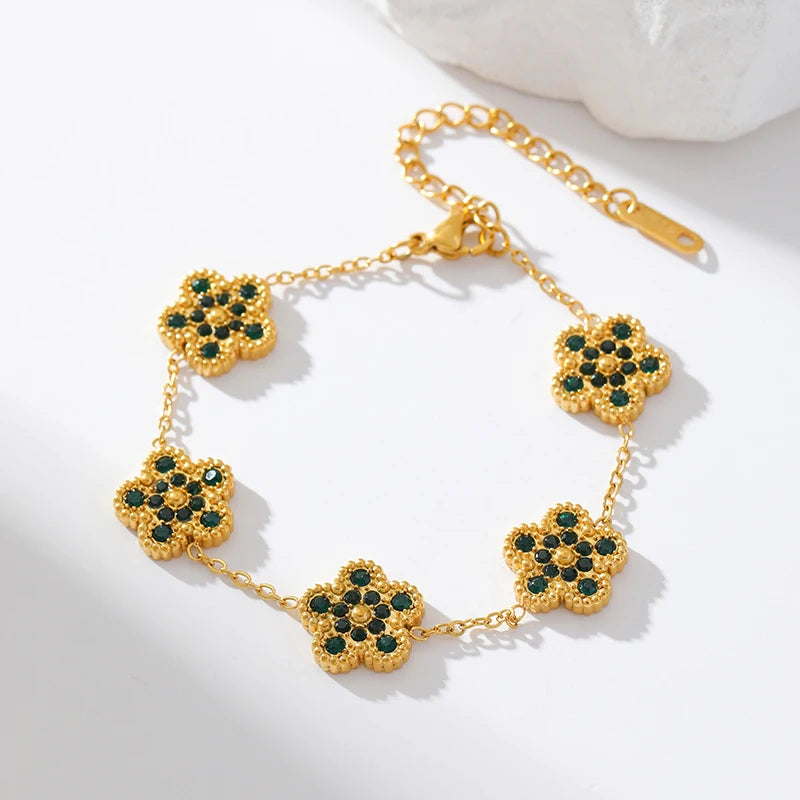 Clover Flower Stainless Waterproof Vintage Jewelry Set