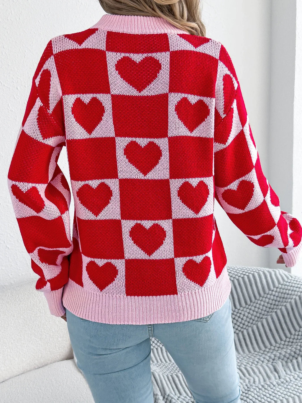 Valentine’s Day Heart Lantern Sleeve Sweater