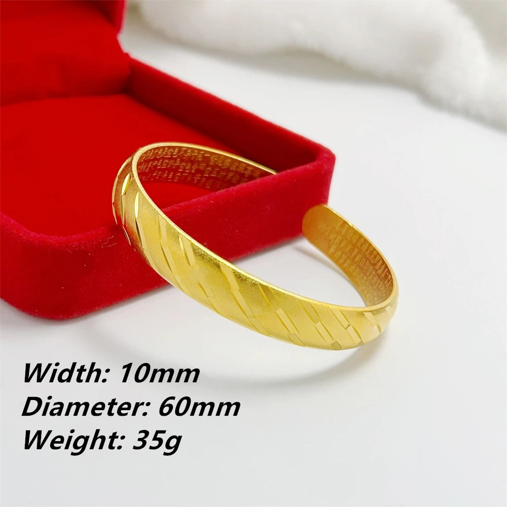 Women’s Gold Plated Open Cuff Bracelet Stainless Steel Bangle Vintage