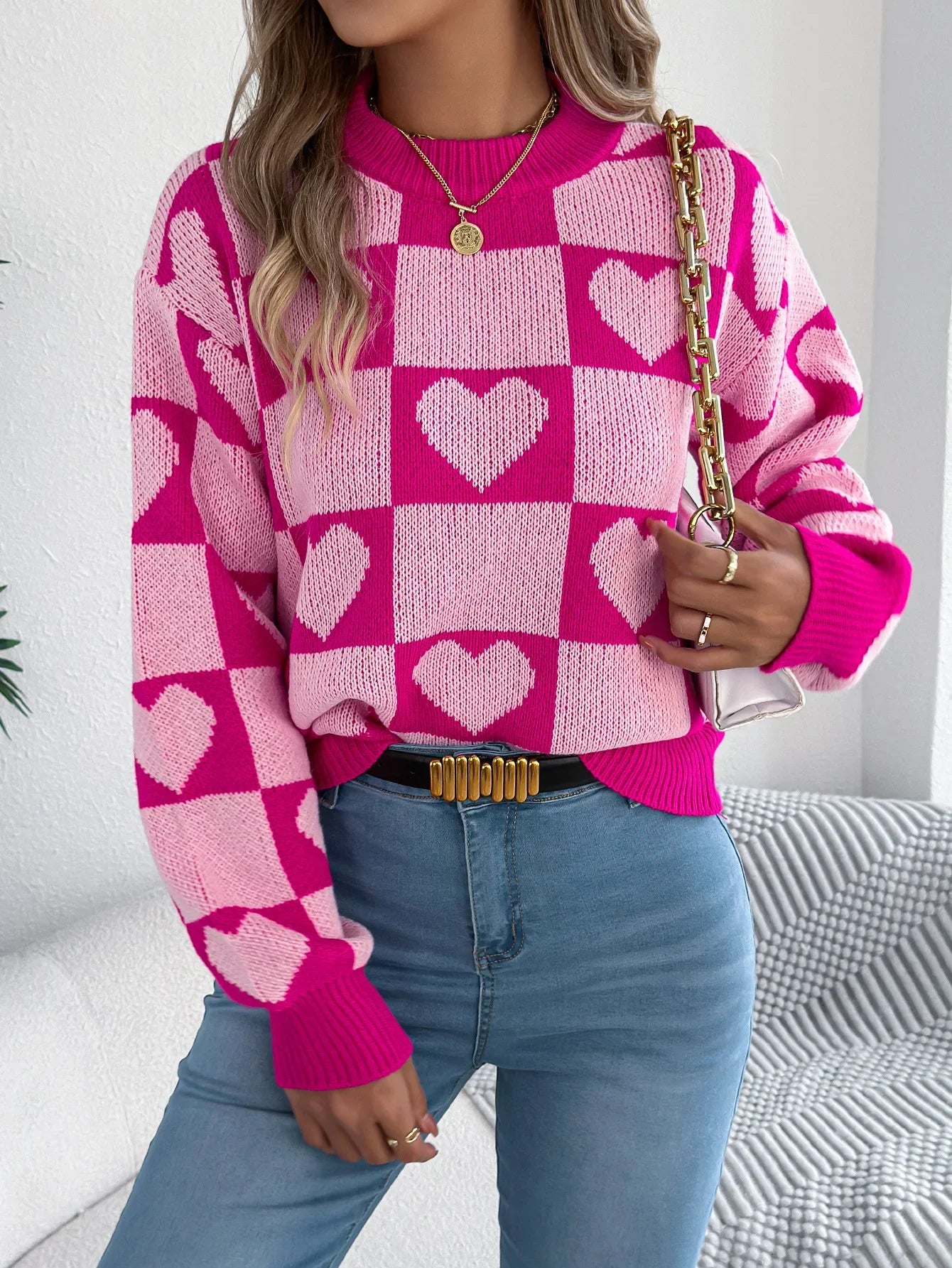 Valentine’s Day Heart Lantern Sleeve Sweater