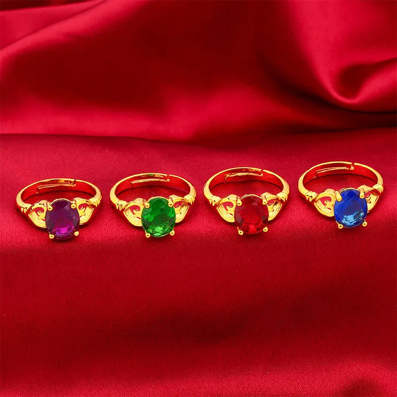 24K Gold Vintage Enamel Ring Adjustable