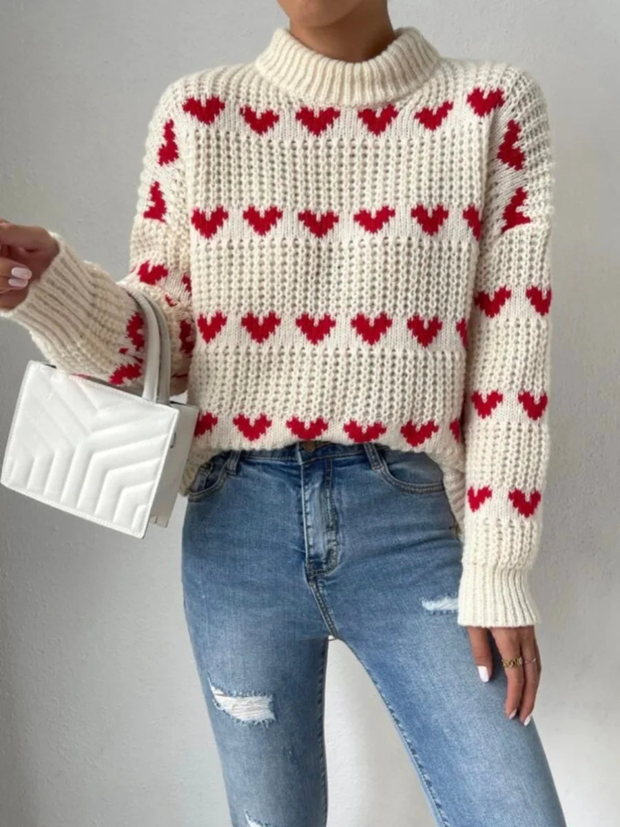 Women’s Loose Heart Knit Sweater