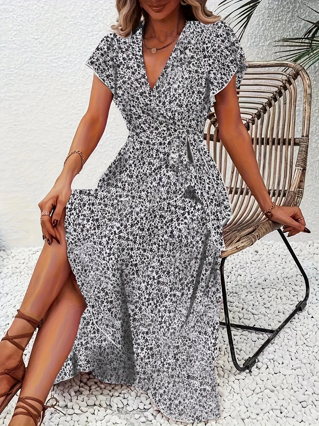 Women's Floral Print Wrap Dress