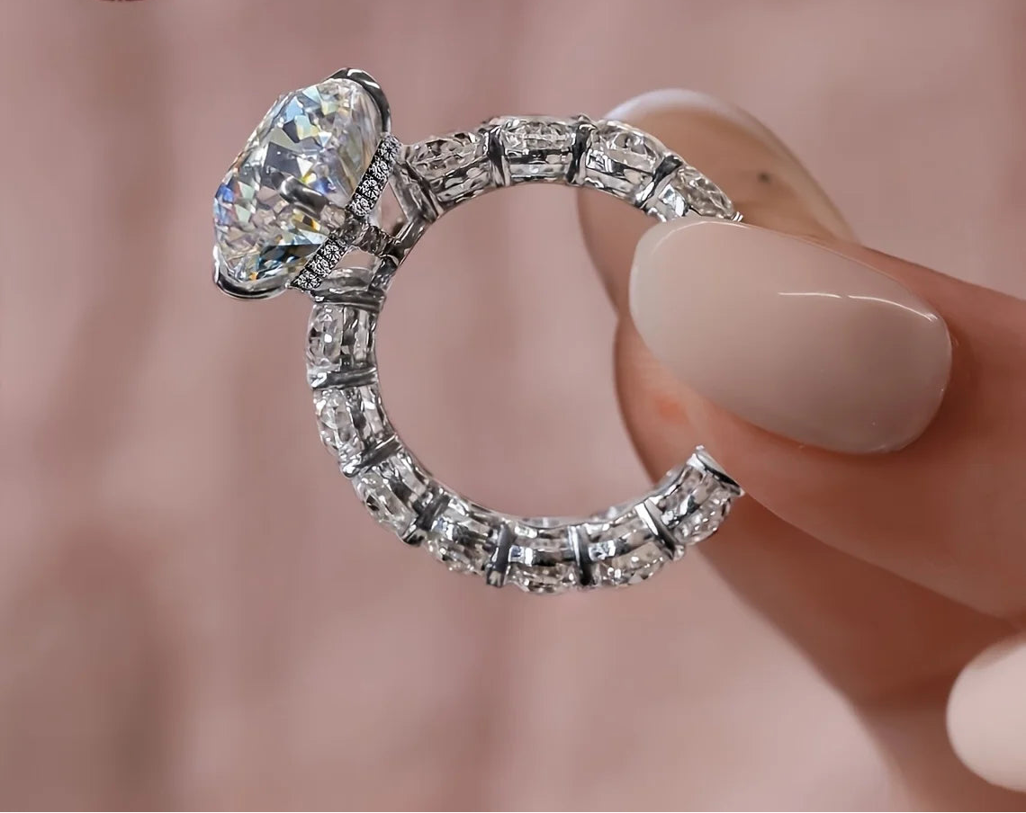 Hidden Halo Vintage 925 Silver  Wide Band