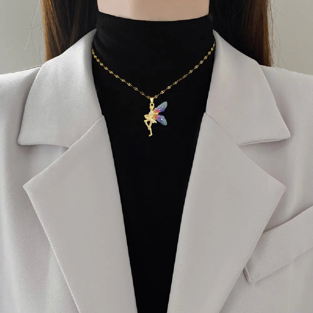 Angel Wing Necklace Stainless Steel Chain