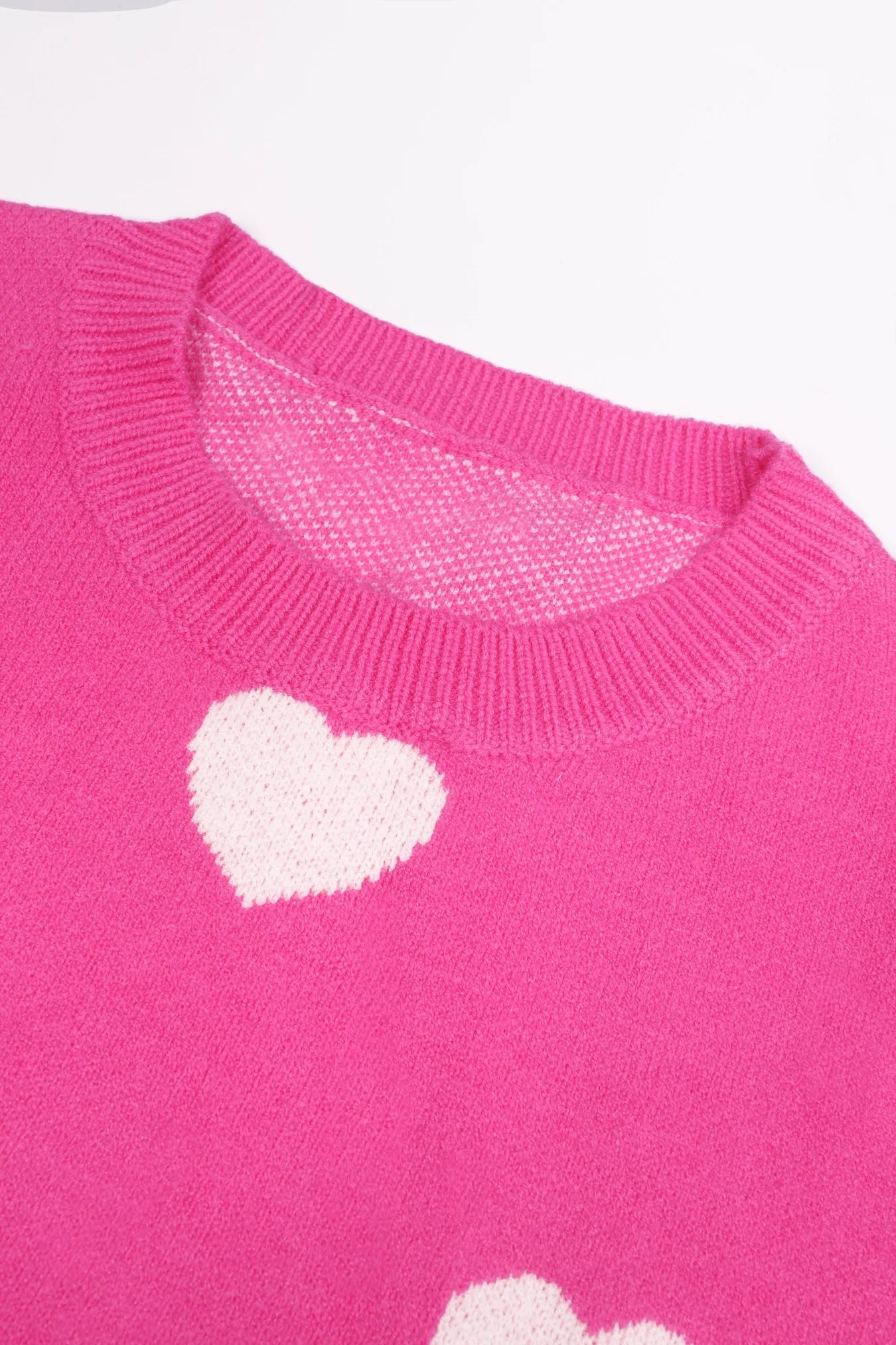 Hot Pink Oversized Heart Knit Sweater
