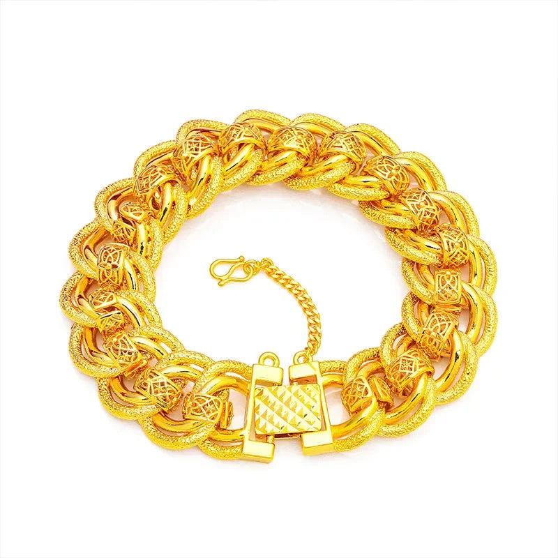24K Gold Wide Chain Bracelet