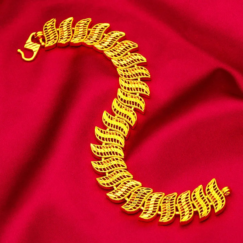 24K Gold Hollow Chain Bracelet Smooth S-Clasp