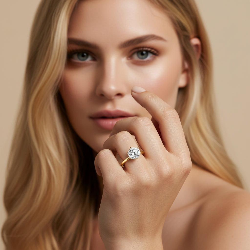 14K AU585 Gold Moissanite Ring