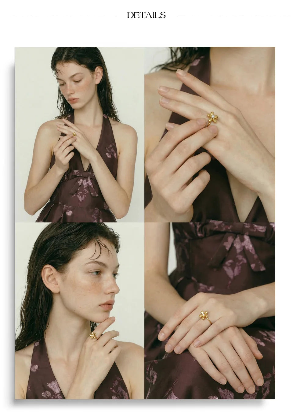 18K Gold Plated Flower Ring Stainless Steel