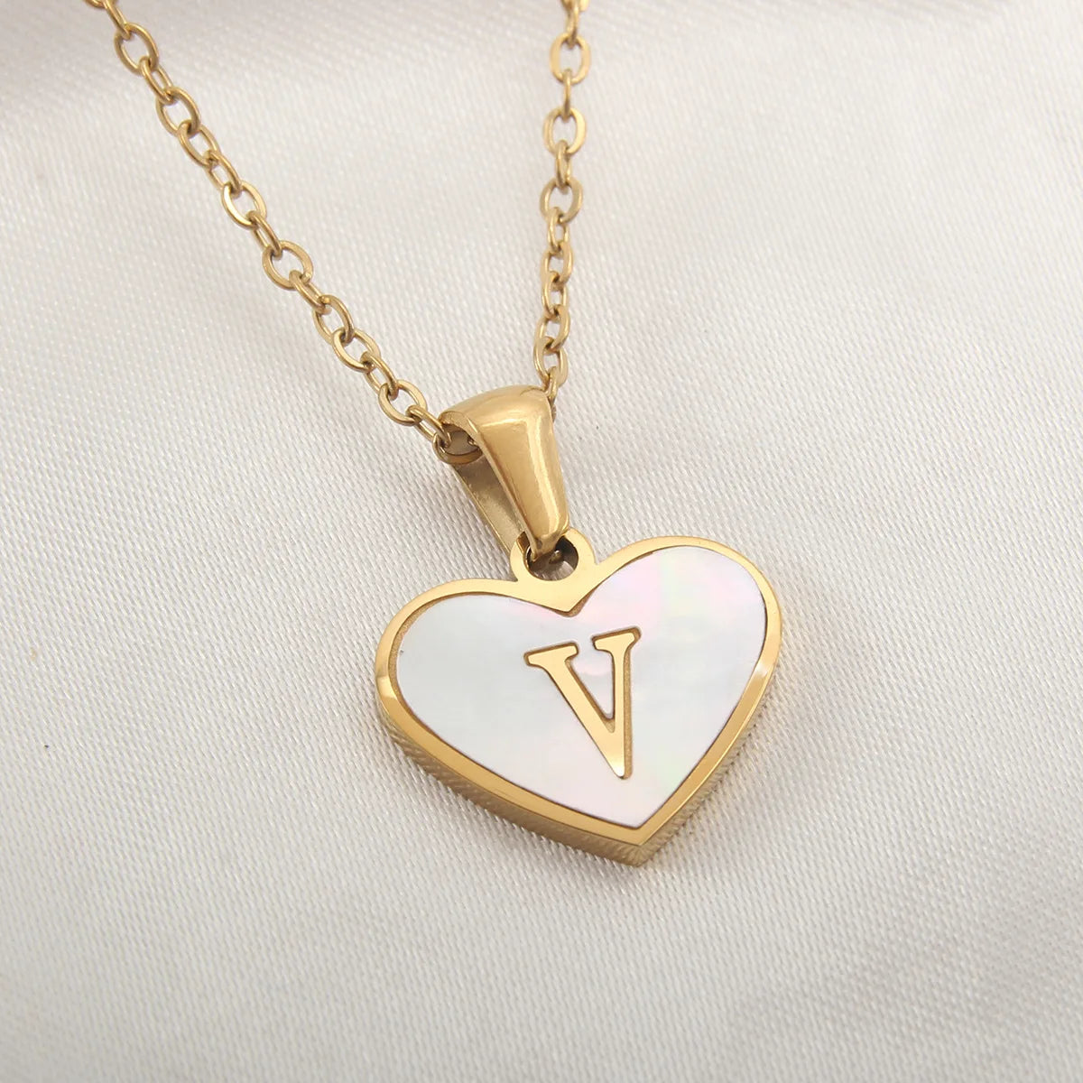 Gold Plated Initial Necklace Stainless Steel