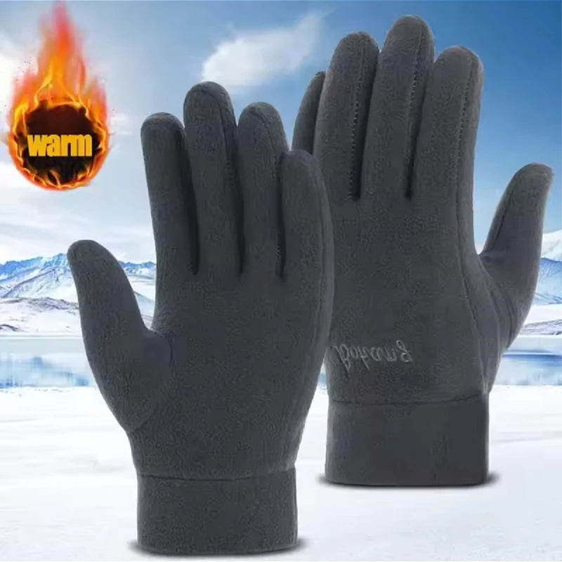 Men's Winter Gloves Thicken Thermal Warm Fleece Full Finger Gloves Cold Resistance