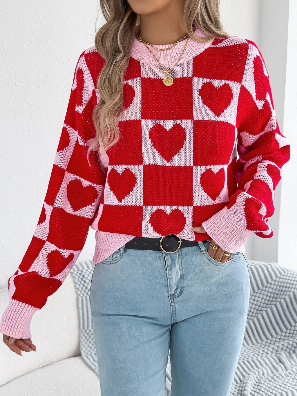 Valentine’s Day Heart Lantern Sleeve Sweater