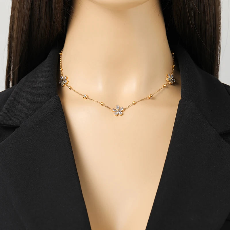Flower Stainless Steel Vintage Jewelry Set